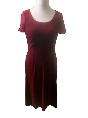 Laura Ashley Dress Red Stretch Velvet Size M Cap Sleeve • $24.88