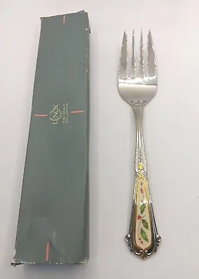 New In Box Lenox HOLIDAY Holly & Berry Stainless 8 3/4  Cold Meat Fork FREE SHIP • $39.99