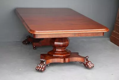 $4850 • Buy Antique Signed English Regency Dining Table Solid Mahogany Two Extensions 1845