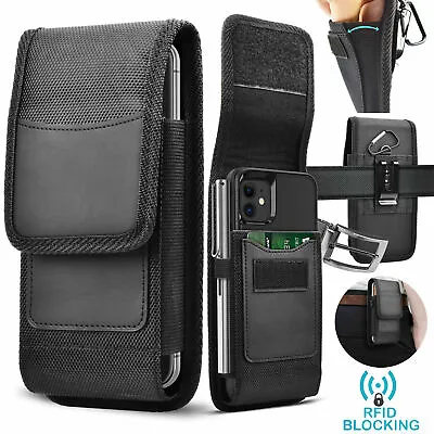 Cell Phone Holster Leather Wallet Case Cover With Belt Loop Pouch For Samsung • $8.89