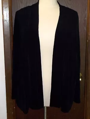 Maggies Barnes Open Style Knit Top Blouse Size 2X 22/24 Black Long Sleeve • $14.99