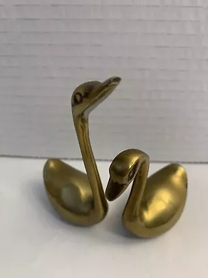 Vtg Pair Solid Brass Swans Geese Mini Figurines MCM Mid Century Modern Birds • $8.95