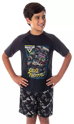 Monster Jam Boys' Skull Throttle Monster Truck Shirt And Shorts Pajama Set • $23.95