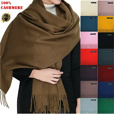 Womens Mens 100% Cashmere Oversized Solid Thick Blanket Wool Scarf Shawl Wrap • $12.49