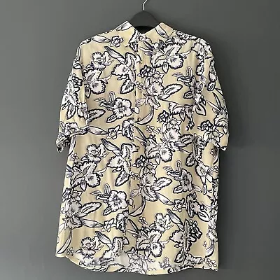 Mens Vacation Shirt Hawaiian Floral Festival Boho Short Sleeve Green Size M / L • £12