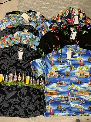 Aloha Republic Mens Hawaiian Cotton Button Down Shirt Motorcycle Beer USA Made • $15.81