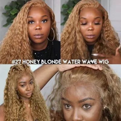 180% Full Dark Blonde Curly Human Hair Lace Front Wigs #27 Brazilian Hair 18  • $124.19