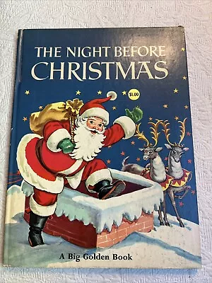 VTG 1969 NIGHT BEFORE CHRISTMAS Big Golden Book  Hardback #X4 • $29.99