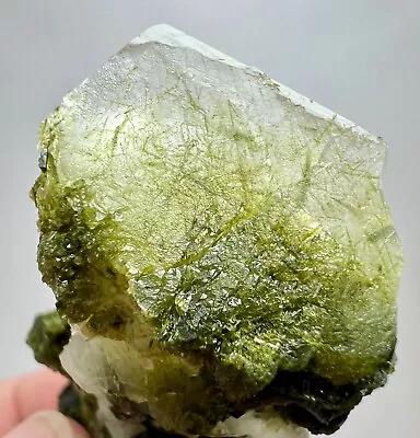 213 Ct Extremely Beautiful Epidote Huge Crystals On Inside Quartz From Pakistan • $9.99