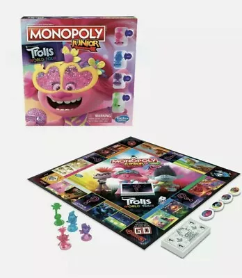 Monopoly Junior Trolls 2 World Tour Edition Dream Works Movie Board Game Family • $18.79