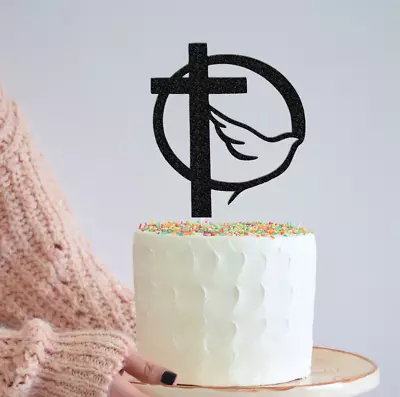 £2.85 • Buy Cross Dove Religious Cake Topper Communion Confirmation Christening Cake Topper