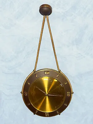 Mid Century Modern Junghans  EXACTA  Heavy Brass Rope Wall Clock Mechanical 10” • $435.81