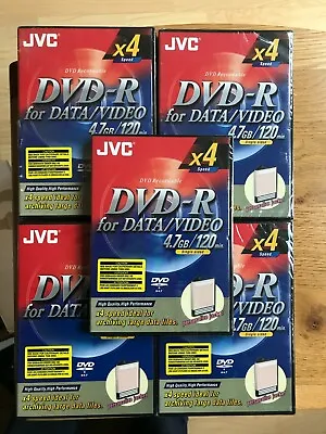 £19.99 • Buy NEW & SEALED 5 JVC DVD-R Discs 120min 4.7GB 4x Speed