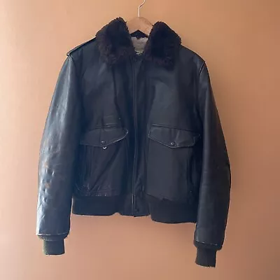 VINTAGE IS674MS SCHOTT LEATHER BOMBER G-1 FLIGHT JACKET SIZE 42 70s FLIGHT • £149