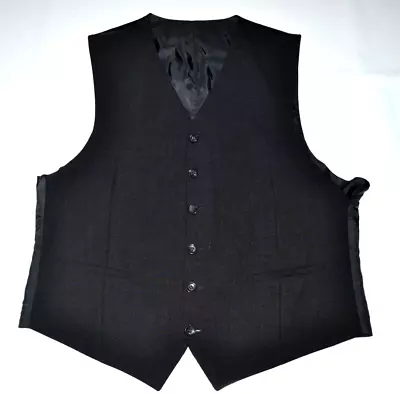 Mens Vintage Black Cotton Waistcoat Vest Sz 42R  #A3241836 • $3.73