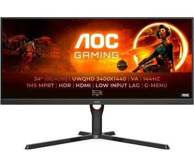$599 • Buy AOC U34G3XM/EU 34 Gaming Monitor UltraWide QHD VA 144Hz Freesync 34inch