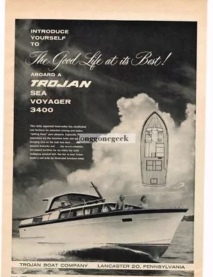 1961 TROJAN BOAT CO. Sea Voyager 3400 Yacht Vintage Ad  • $8.95