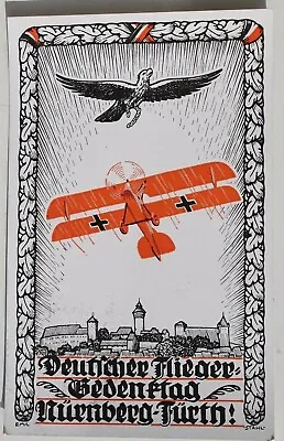 27217 Postcard 1. Wk Pilot Armistice Day Nürnberg Fürth 1924 Richthofen Aircraft • $12.85