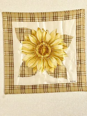 Burberrys Vintage Scarf Silk 100% Nova Check Sunflower Beige 21.6  Rare • $44.90