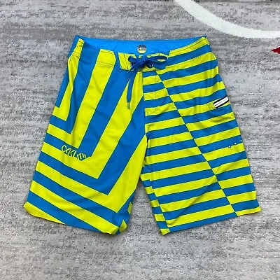 Oakley Swim Board Shorts 34 Blue Yellow Hawaiian Outdoor Beach Coastal Bay Trunk • $20.77