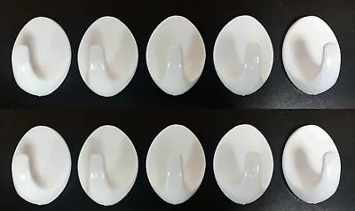 £1.95 • Buy Self Adhesive Oval Hooks White Plastic Strong Stick On Wall Door 2,5,10  Or 20.