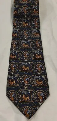 Salvatore Ferragamo Tie 100% Silk Lion Theme Made In Italy 8cm Wide • $34.98