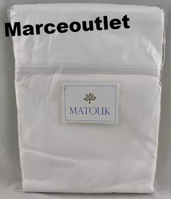 Matouk Essex Cotton Percale FULL / QUEEN Flat Sheet White / White • $46