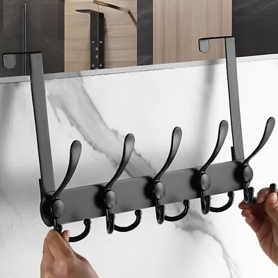 15 Hooks Over The Door Hanger Foldable Clothes Coat Jacket Rack Towel Holders UK • £3.78