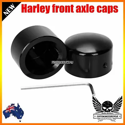 Black Front Axle Nut Covers For Harley Davidson XL Sportster V Rod Hugger 883 • $29.69