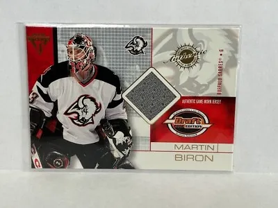 Martin Biron 2001-02 Pacific Private Stock Titanium Draft Day Edition Jersey #12 • $6