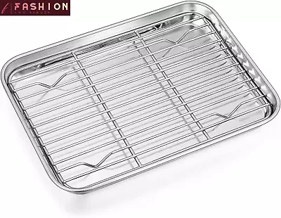 Toaster Oven Pan With Rack Set Stainless Steel Broiler Pan With Cooling Rack M • $16.99