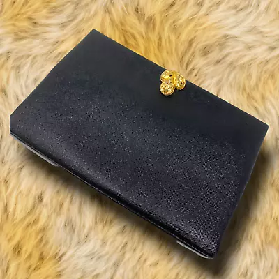 Vintage 1960's Prestige Black Saffiano Leather Special Occasion Clutch Bag Purse • $36.74