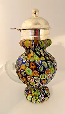 Vintage Murano Art Glass Scrambled Close Packed Millefiori Satin Syrup Jug • $157.50