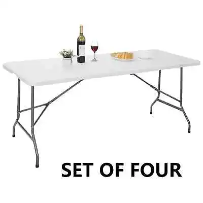 4PCS 6FT Plastic Folding Table Portable Dining Picnic Table With Carrying Handle • $219.58
