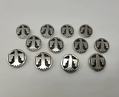 12 Pcs Thunderbird Silver Molded Plastic Craft Sewing Shank Buttons 18mm VTG • $10.99