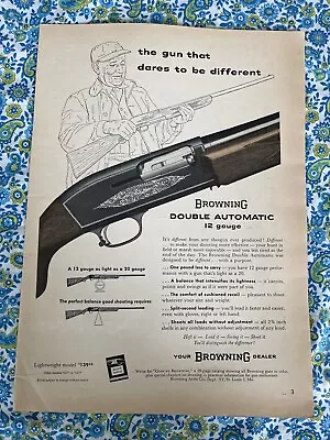 Vintage 1958 Browning Double Automatic 12 Gauge Print Ad • $6.90