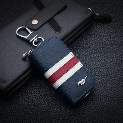 Tricolor Stripe Leather Car Remote Key Chain Holder Case Bag Fit For Mustang • $12.99