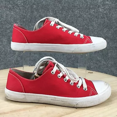 Mossimo Supply Co Shoes Womens 9 Casual Lace Up Low Sneakers Red Fabric Flats • $24.99