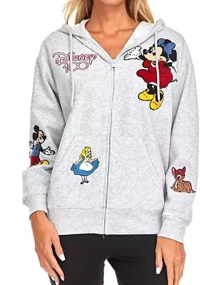 *NWT* S DISNEY 100 MINNIE MICKEY MOUSE Women's Full Zip Sweatshirt Hoodie GRAY S • $40