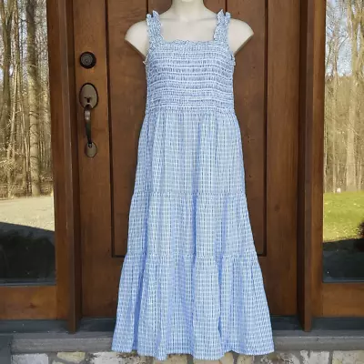 American Eagle Gingham Smocked Tiered Midi Maxi Dress Size XL Praire • $45