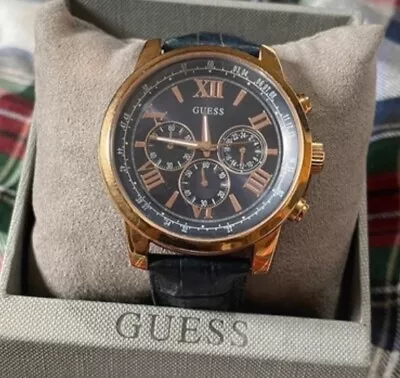 Guess Multi Dial Mens Watch VGC New Battery Comes With Box. Black Leather Strap • £19.99