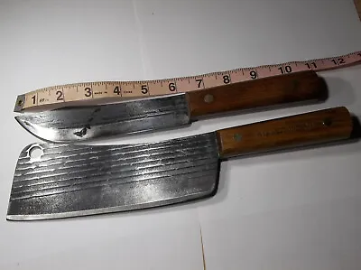 Queen Cutlery Queen Steel RARE Meat Cleaver & Butcher Fixed Knife Set Textured • $159