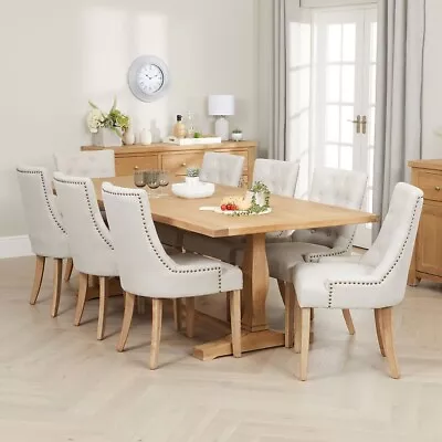 Limed Oak 2.4m Refectory Dining Table + 8 Natural Dining Chairs-LR24-D-102-8-QTY • £1749