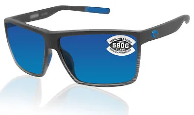 Costa Del Mar Rincon Matte Smoke Crystal Fade Frame Blue Mirror 580 Glass Lens • $149.99