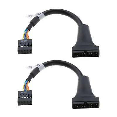 USB 3.0 Motherboard Male Header 20 Pin To 9 Pin Female USB 2.0 Cable Adapter X2 • £4.86