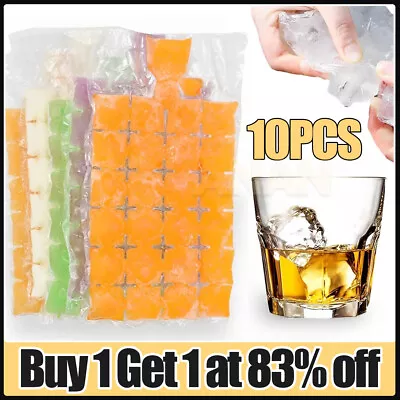 10PCS Ice Cube Freezer Bags 240 Cubes Maker Easy-Release Bag For Drink Juice UK • £2.76