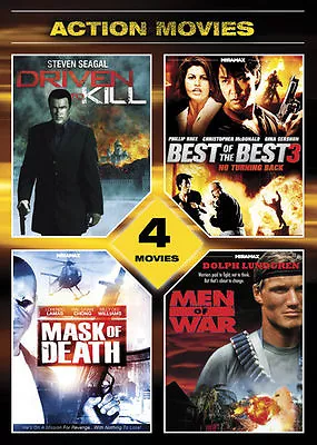 4 Movies:Driven To Kill *Best Of The Best 3*Mask Of Death*Men Of War *new Dvd • $5.99