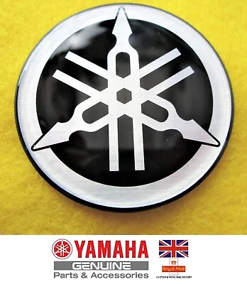 YAMAHA GENUINE 40mm TUNING FORK SILVER/BLACK GEL DECAL STICKER BADGE *UK STOCK* • £4.75