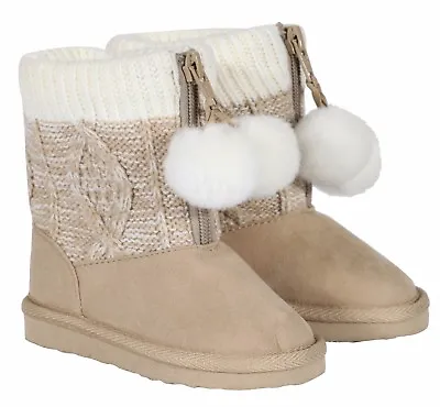 £4.95 • Buy Baby Girl Knit Pom Pom Warm Boots Booties Infant Toddler Newborn Snow UK