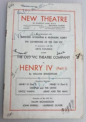 Autograph Signed Program Laurence Olivier Ralph Richardson New Theatre 1945 • £95